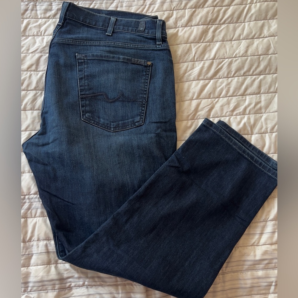 7 For All Mankind Dark Blue Straight Jeans